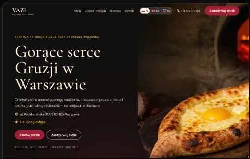 Strona główna restauracji VAZI Kuchnia Gruzińska